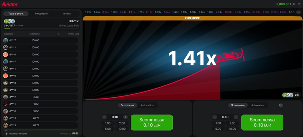 gioco dell’aereo sui casinò online